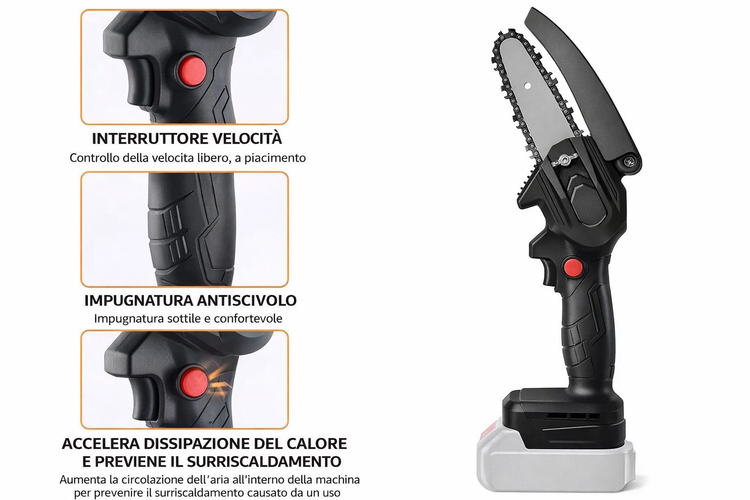 Motosega con 2 Batterie 21V Professionale