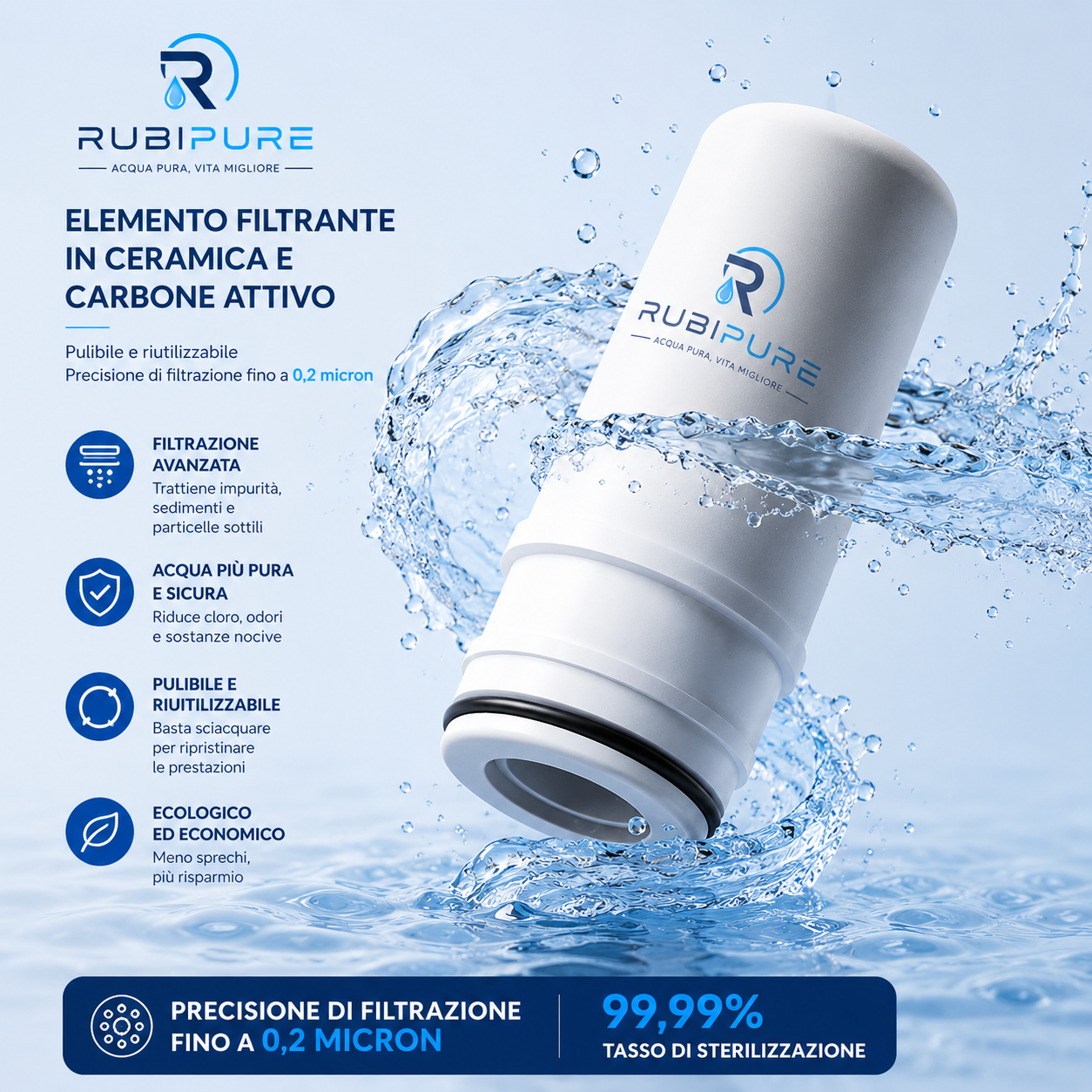 RubiPure – Purificatore d'Acqua per Rubinetto